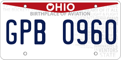 OH license plate GPB0960
