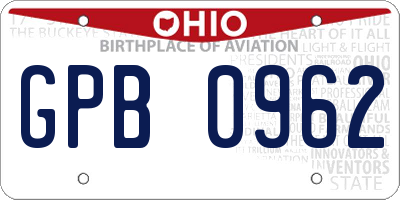 OH license plate GPB0962