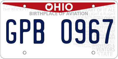 OH license plate GPB0967