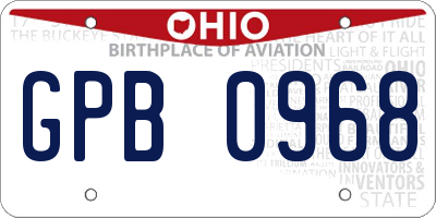 OH license plate GPB0968