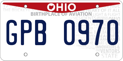 OH license plate GPB0970