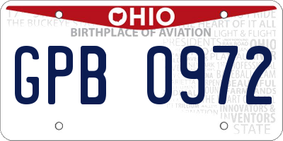 OH license plate GPB0972