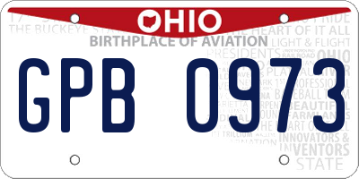 OH license plate GPB0973