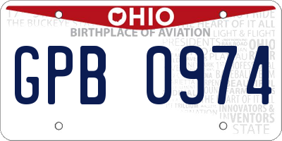 OH license plate GPB0974