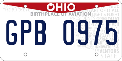OH license plate GPB0975