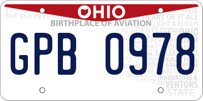 OH license plate GPB0978