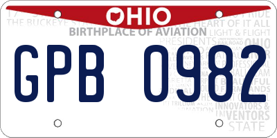 OH license plate GPB0982