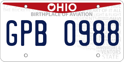 OH license plate GPB0988