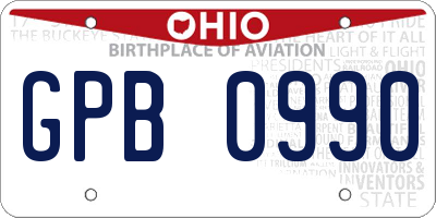 OH license plate GPB0990