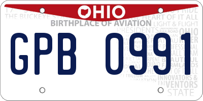 OH license plate GPB0991