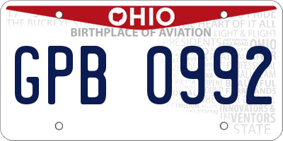 OH license plate GPB0992