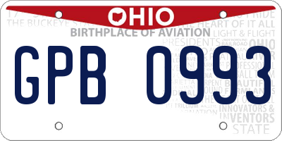 OH license plate GPB0993