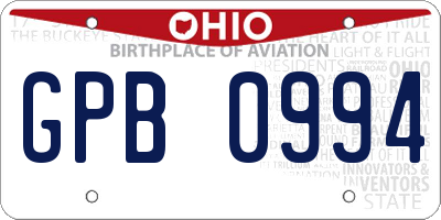 OH license plate GPB0994