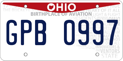 OH license plate GPB0997