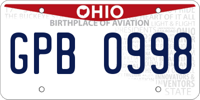 OH license plate GPB0998
