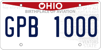 OH license plate GPB1000