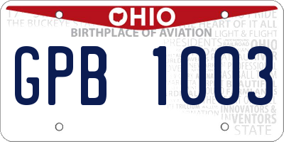 OH license plate GPB1003