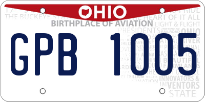 OH license plate GPB1005