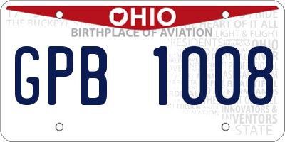 OH license plate GPB1008
