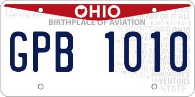 OH license plate GPB1010
