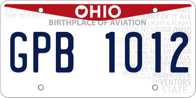 OH license plate GPB1012