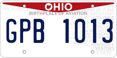 OH license plate GPB1013