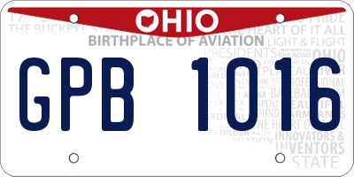 OH license plate GPB1016