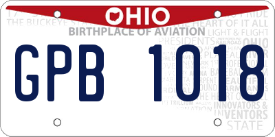 OH license plate GPB1018