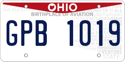 OH license plate GPB1019