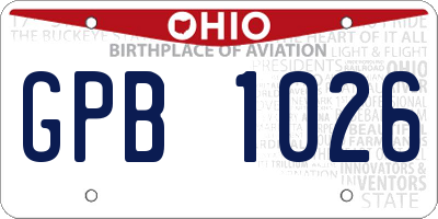 OH license plate GPB1026