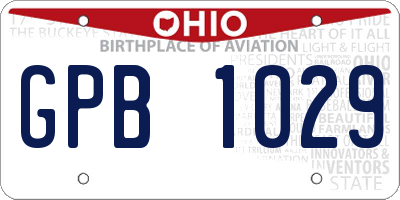 OH license plate GPB1029