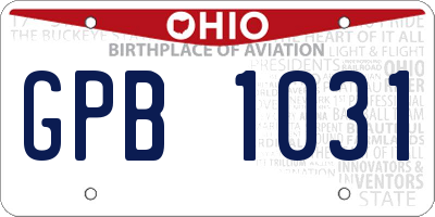 OH license plate GPB1031