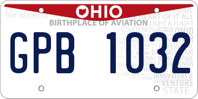 OH license plate GPB1032