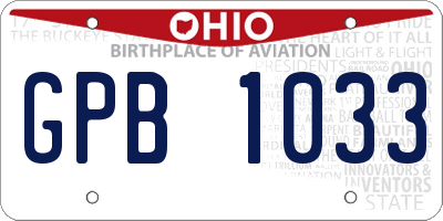 OH license plate GPB1033