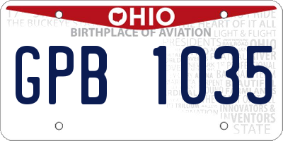 OH license plate GPB1035