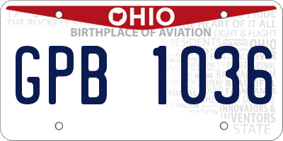 OH license plate GPB1036