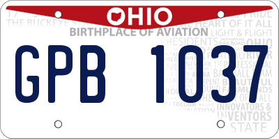 OH license plate GPB1037