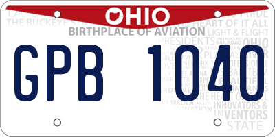OH license plate GPB1040