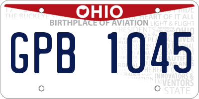 OH license plate GPB1045