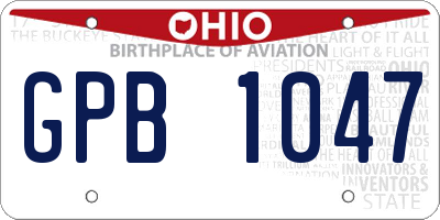 OH license plate GPB1047