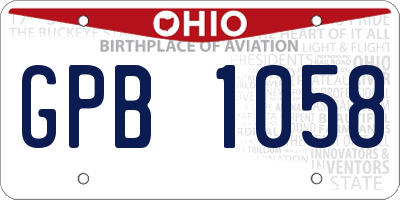 OH license plate GPB1058