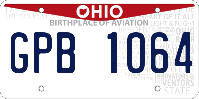 OH license plate GPB1064