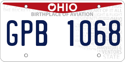 OH license plate GPB1068