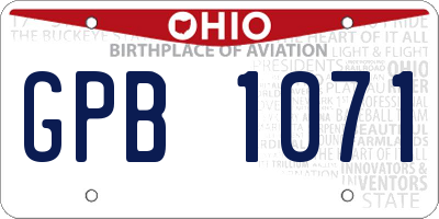 OH license plate GPB1071