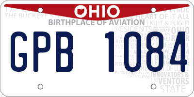 OH license plate GPB1084