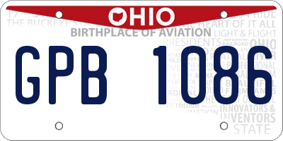 OH license plate GPB1086