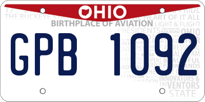 OH license plate GPB1092
