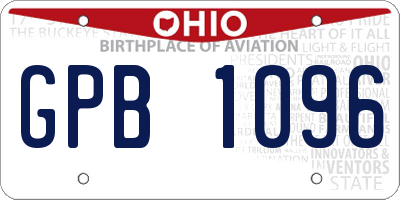 OH license plate GPB1096