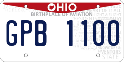OH license plate GPB1100