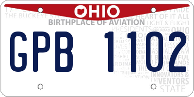OH license plate GPB1102